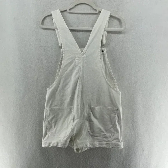 Gap 1969 Short Women's S Cream White Denim Bib Adjustable Strap Stretch Shortall - Picture 2 of 9